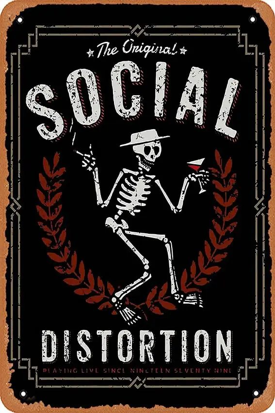 Zuhhgii постер с искажением общества 12X8 дюймов, винтажный металлический жестяной знак, домашний декор, гараж, мужская пещера, настенное искусство