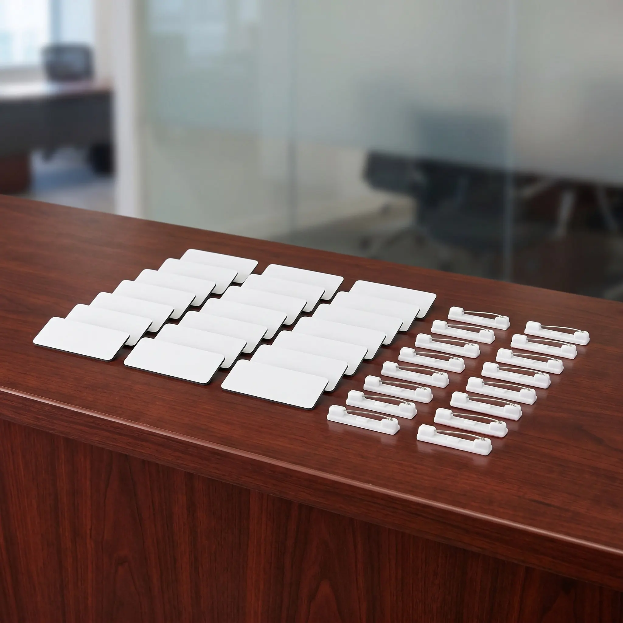 24Sets Name Tag Blank Name Badges Employee Pin Office Sublimation Id Badges DIY Work Uniform Conference Identification Badge