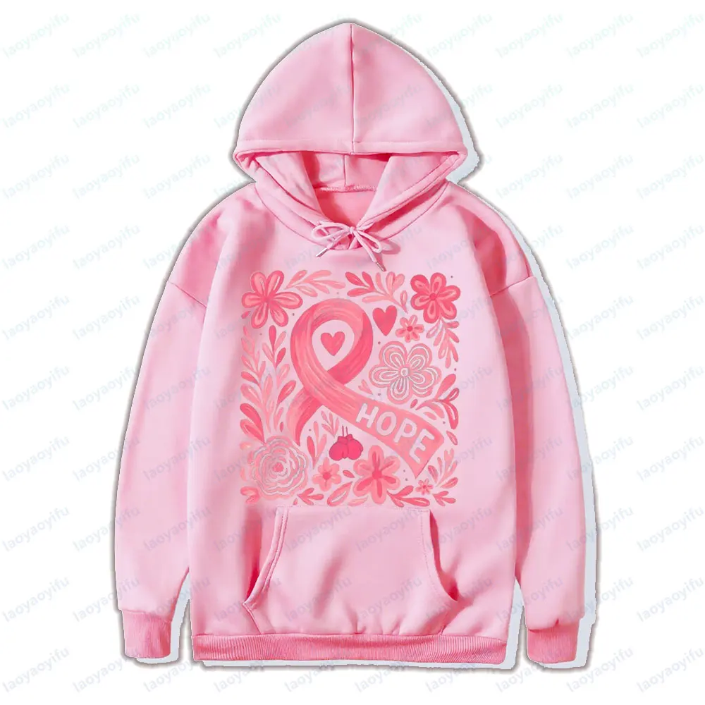 Boho Floral Breast Cancer Awareness Kleidung Pink Ribbon Shirt Anti Cancer Support Apparel Damen Daily Life Motivation Hoodies