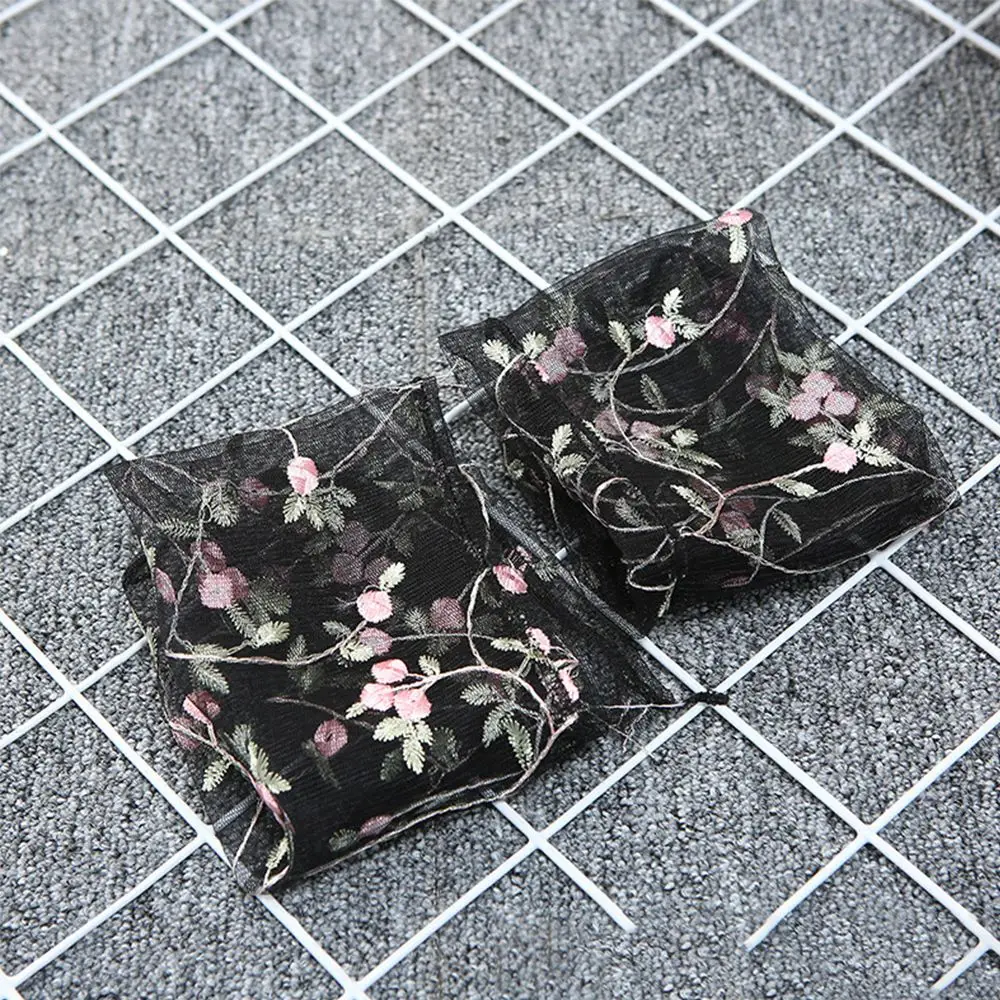 الصيف النساء تنفس التطريز الأزهار الجوارب الطويلة الزهور الجوارب شبكة الجوارب شفافة #4