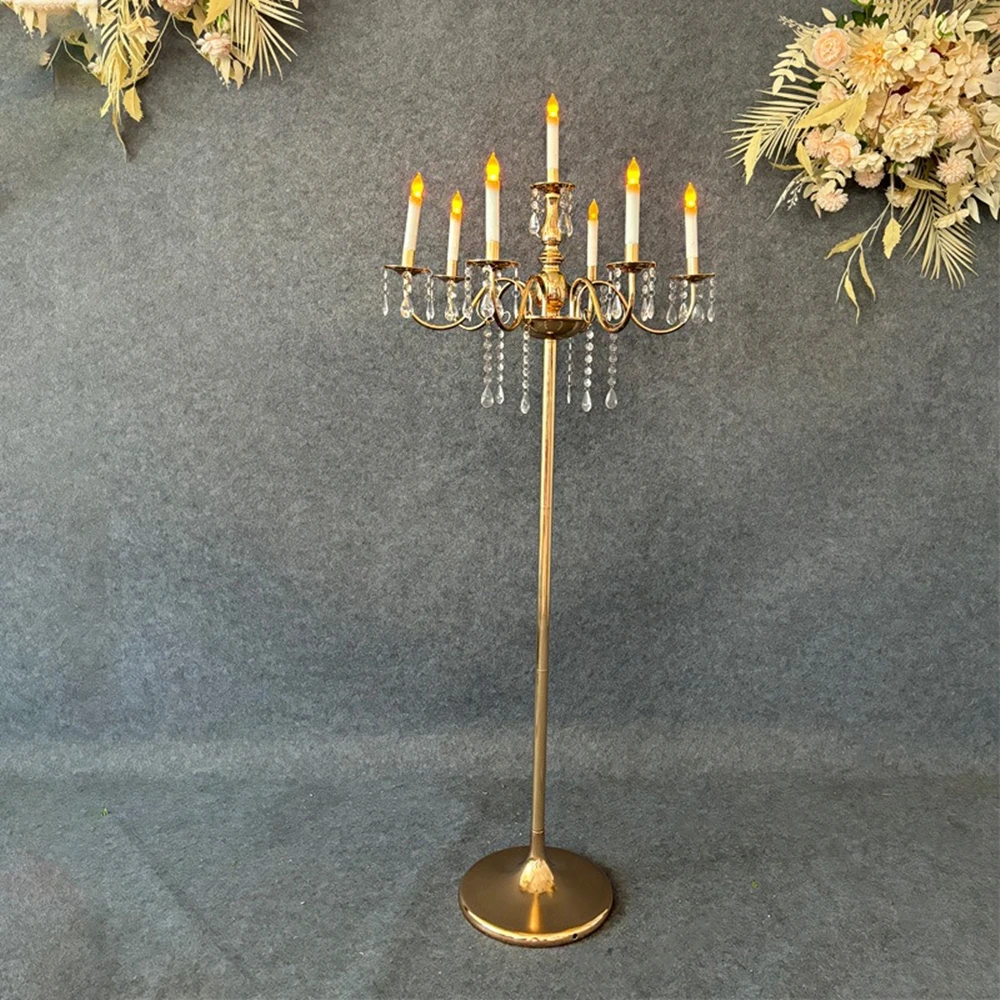 Metal Candelabra 7 Heads Candle Holders Wedding Candlesticks Flower Stand Holder Candelabrum For Center Table Decoration