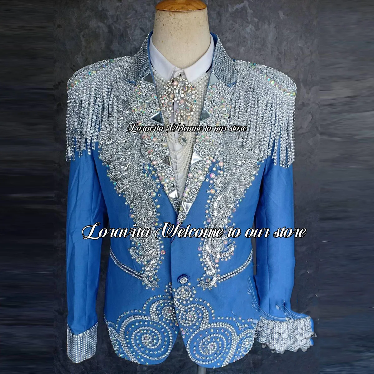 Luxury Crystals Men Suits For Wedding Sparkle Gem Groom Tuxedos 2 Pieces Sets Fashion Male Prom Blazers Slim Fit Costume Homme