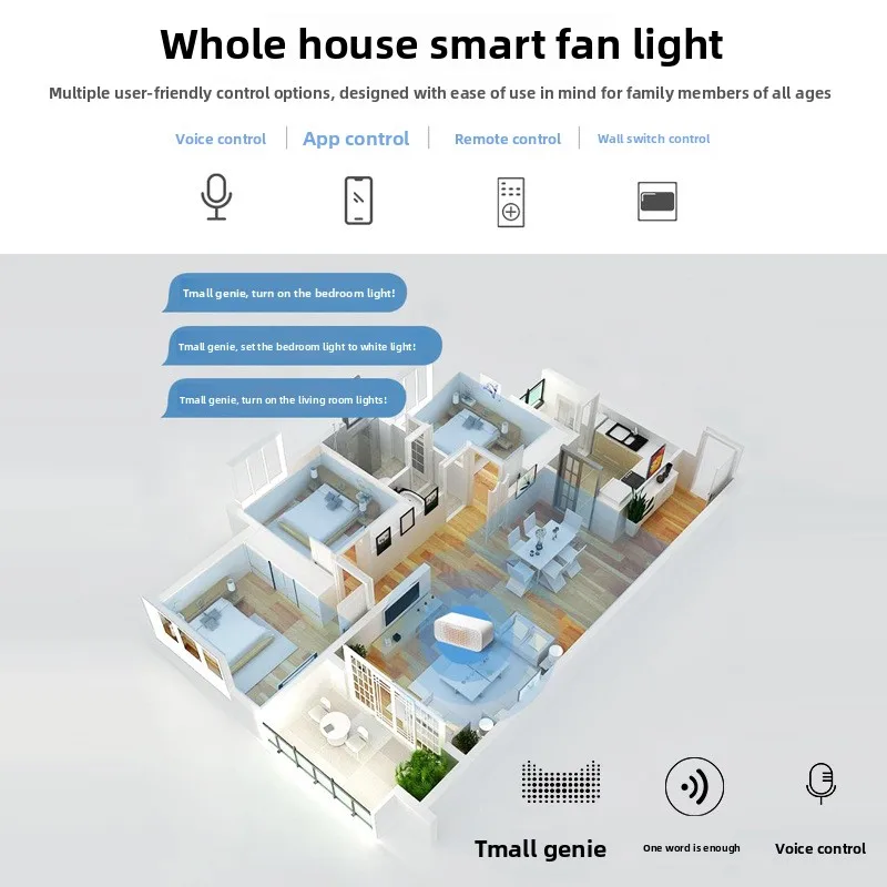 New Model Invisible Ceiling Fan Light Variable Frequency High Wind Power Dining Living Bedroom Full Spectrum Eye Protection