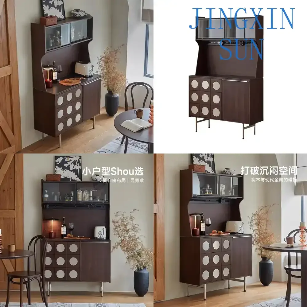 Narrow Side Space Folding Cabinet for 1 Meter Black Walnut Solid Wood Side Cabinet Wall Mounted Standing Storage Unit