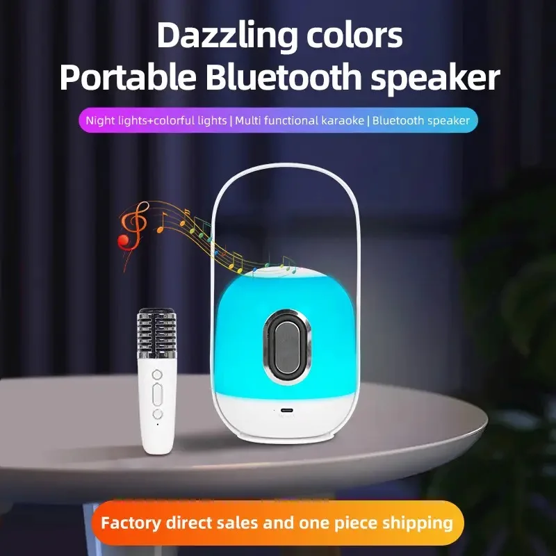 

Music Bluetooth Speakers Colorful RGB Nightlight Mini Sound Type-C Charging For Outdoor and Indoor Mini Wireless K Song Speakers