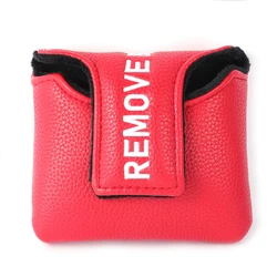 Red  PU Leather REMOVE BEFORE FLIGHT Magnetic Closure Golf Headcover Square Large Mallet Putter Covers