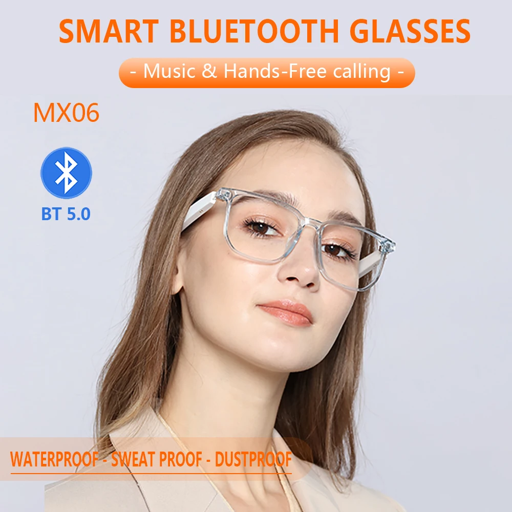 Wireless Bluetooth Smart Glasses 5.0 TWS Call Music Headset Glasses Replaceable Lenses Anti-blue Light Waterproof Sports Driving