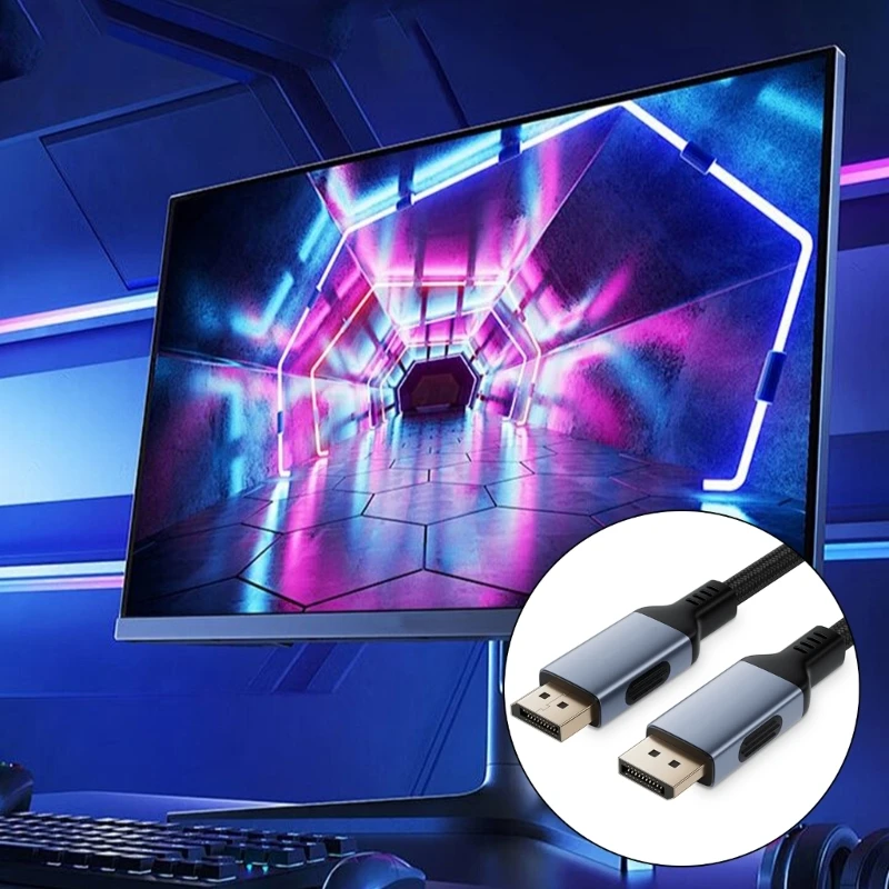 Высокоскоростной кабель DisplayPort 16K, шнур 2.1 для игр, 80 Гбит/с, 16K при 60 Гц, 8K при 240 Гц