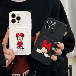 friend Mickey Minnie Card Holder Slot Wallet phone case for iphone 13 12 14 15 Pro Max 11 X Cute cartoon soft back cover