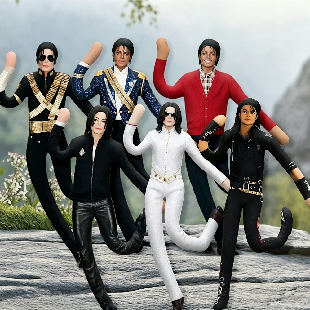 Abstract MJ Plush Doll with Bendable Wire Skeleton Poseable Michael Jackson Figure Adjustable Stuffed Doll Props Gift