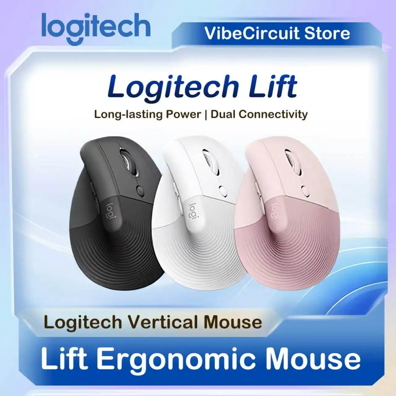 Logitech Lift Vertical Ergonomic Mouse, Bluetooth Logi Bolt Dual Mode, 3 Devices Quick Switch, Small Hands Office Mice