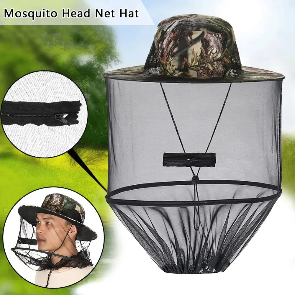 

Summer Outdoor Sunscreen Mosquito Hat Foldable Casual Bucket Hat Repellent Protection Net Mesh Fishing Sun Cap for Men Women