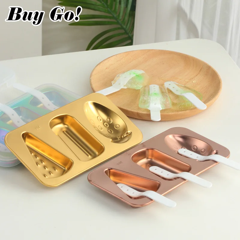 Cute Image Stainless Steel Ice Cream Mold DIY Chocolate Dessert Popsicle Moulds Tray Ice Cube Maker Homemade Tools Summer Party