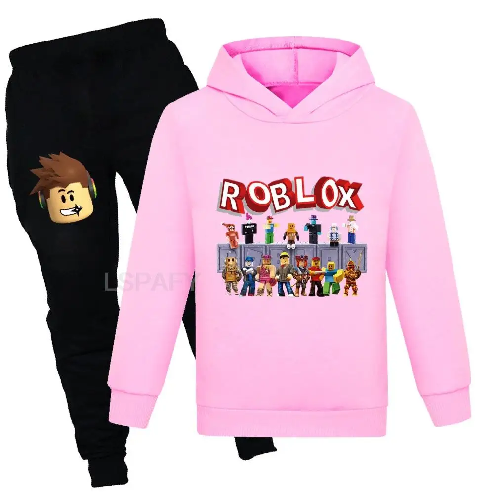 Set di abbigliamento per neonati ROBLOX Cartoon felpe con cappuccio felpa + pantaloni Set 2 pezzi tute abbigliamento Costume per bambini 2-15Y