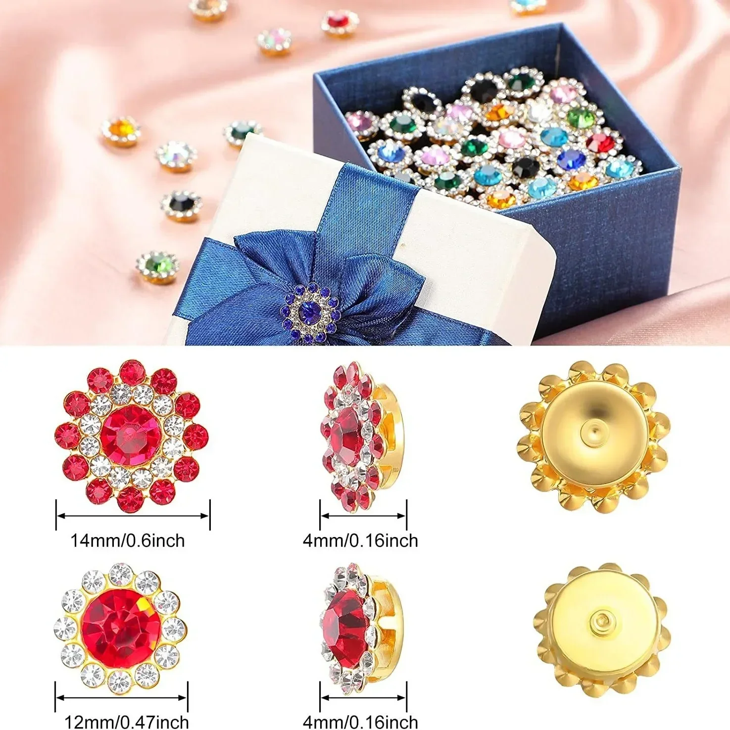 100 Stuks Zonnebloem Handgenaaide Boor Ronde Drielaagse Schijf Strass Hand Diy Knoop Accessoires