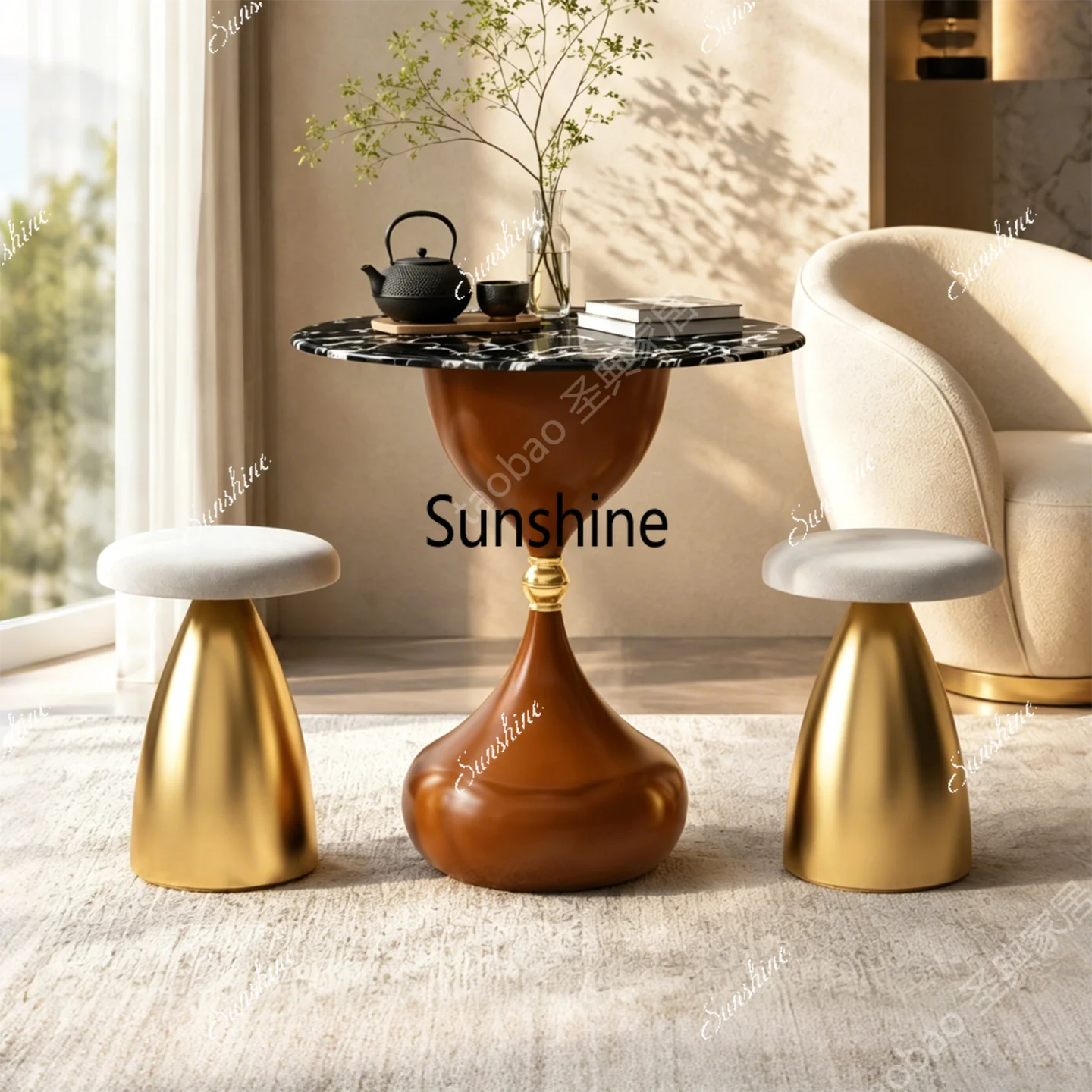 Modern simple leisure table and chair combination hotel cafe reception table