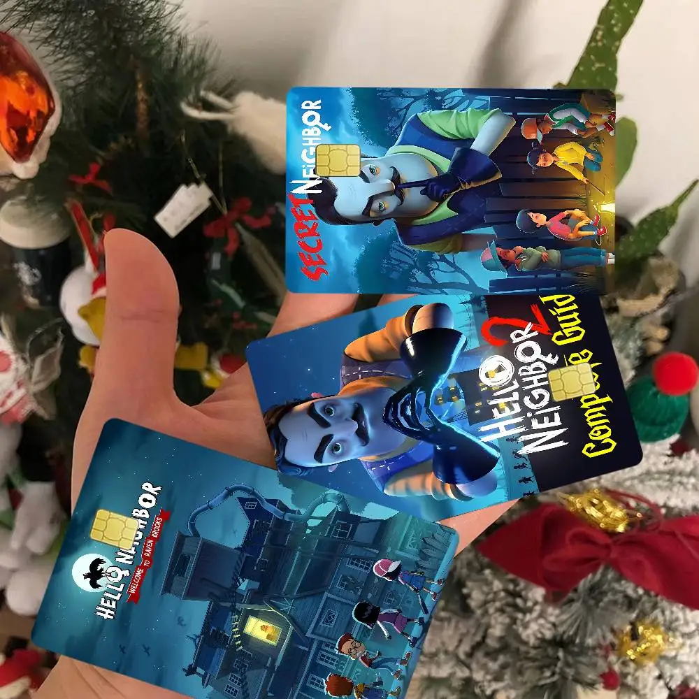 لعبة HELLO N-NEIGHBOR أنيمي الغطاء الأمامي فيلم ملصق الجلد لبطاقة الخصم الائتمان شريحة صغيرة كبيرة #2
