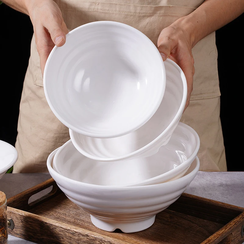 1Pc Melamine Noodle Bowl, Thickened Shatterproof Ramen Soup Bowl, Heavy-Duty Plastic Tableware for Home & Restaurant Use