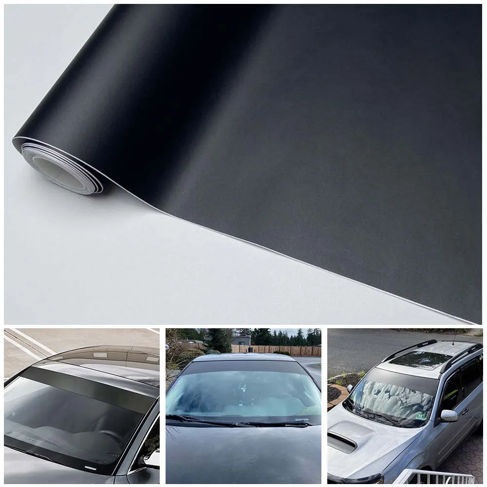 

DIY Matte Black Car Front Windshield Vinyl Waterproof Sunshade Sticker Banner Car Sun Visor Strip