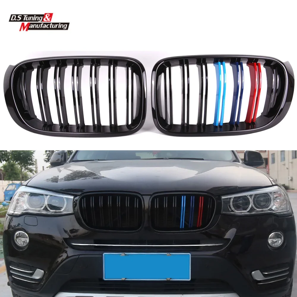 

Двойная решетка M Design для BMW X3 X4 F25 F26 SUV 2014-2018, передний бампер Kindey, сменные гоночные грили, автомобильные аксессуары