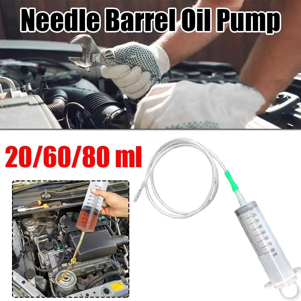 20/60/80ml Large Capacity Car Oil Pump Extractor Syringe Injection Pump Extension Tube 1m Rubber Hose Auto Mechanic Tool