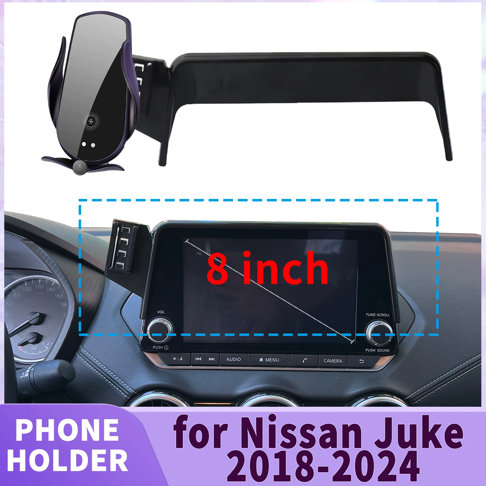 

fit for Nissan Juke F16 2018 2019 2020 2021-2024 (8/7inch) Screen Base Phone Holder Mount ​​ Secure Clip Car​​ accessoires