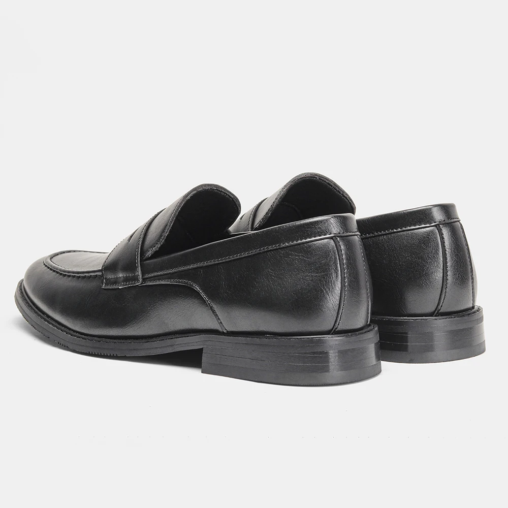 Men's Black Penny Loafers Classic Business Dress Shoes Slip-On Formal Leather Loafers for Men Casual Office Work Shoes - view 6