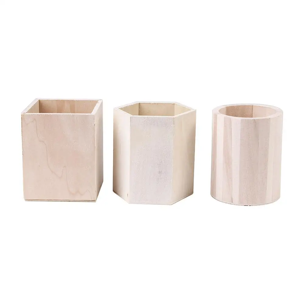 Simplicity Multifunctional Stationery Desk Accessories Pencil Container Office Wooden Pen Holder Storage Box Pencil Holders