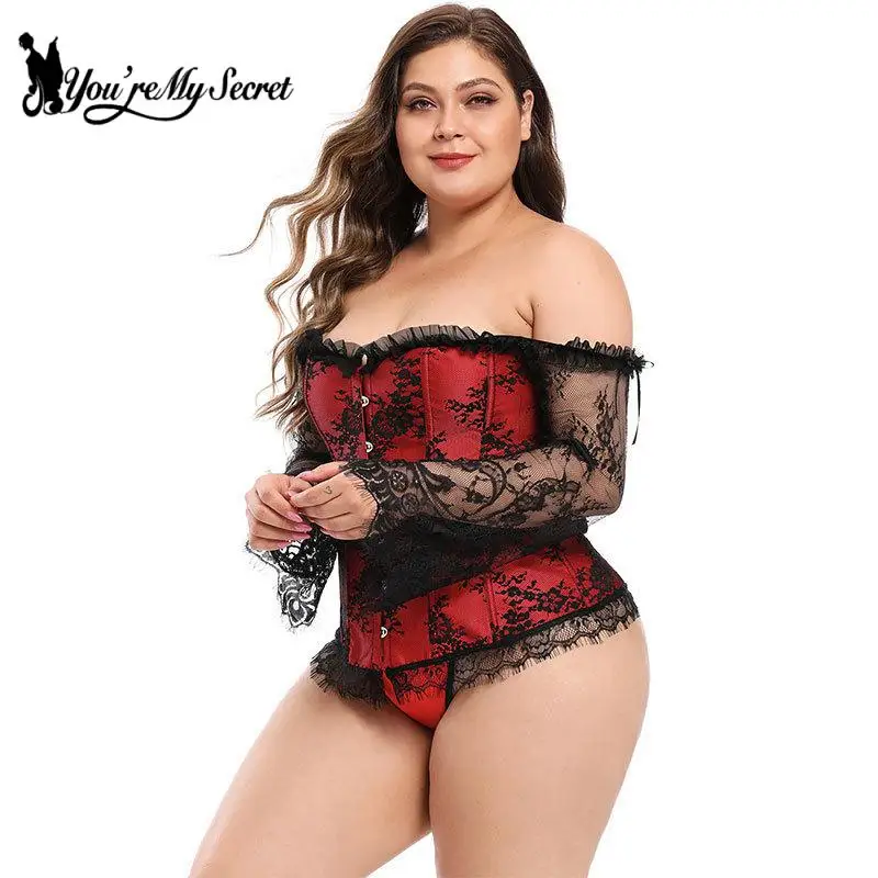 القوطية طويلة الأكمام مشد المرأة قميص مثير بلوزات من الدانتيل خمر خارج الكتف فستان ريترو الشارع الشهير ملابس حفلات للسيدات #4