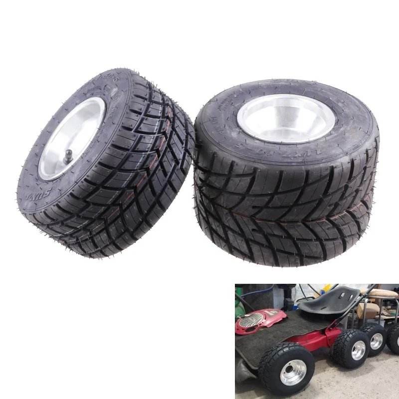 168 Go Kart Racing Rain Tires wheels DIY Karting Front 10x4.50-5 Rear 11x7.10-5 Road Vacuum Tyre With 5 inch Aluminium Alloy Hub