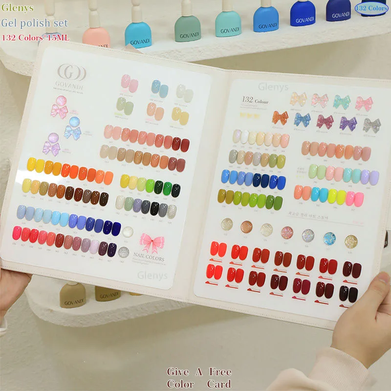 Glenys 132 pieces * 15ml nail polish gel net red popular advanced immersion gel color card UV LED nail salon varnish set