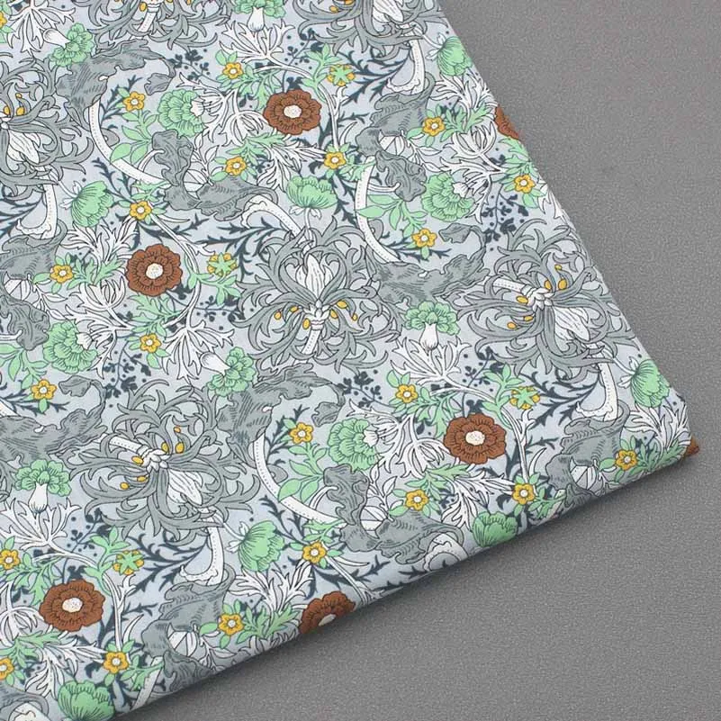 William Morris Fabric Thin Cotton Poplin Classic Pattern for Sewing Dresses Clothes by Half Meter