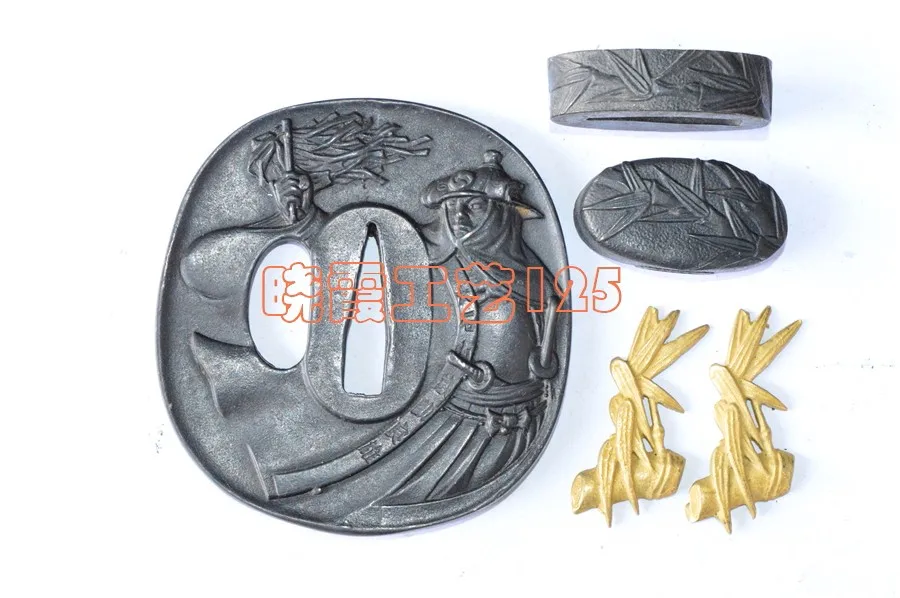 

Quality Steel Iron Metal Set of Tsuba Handguard Disk Fuchi Kashira Seppa for Katana Tachi Wakizashi Sword