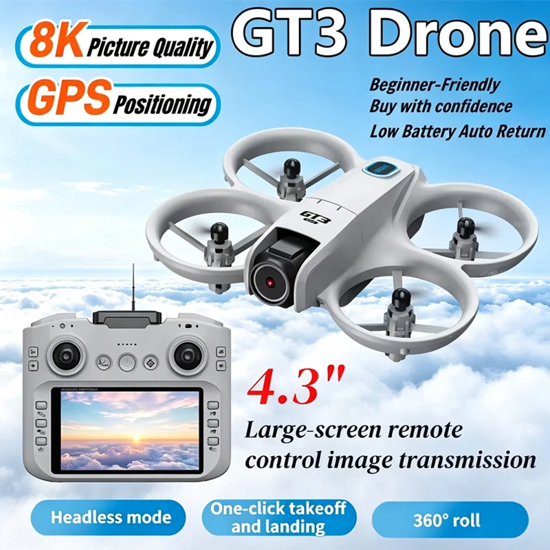 2026 New GT3 MAX Drone 8K HD 4.3" Remote Control Headless Mode Helicopter 360° Flip Quadcopter Toys Mini Drone Fors Kid Toy Gift
