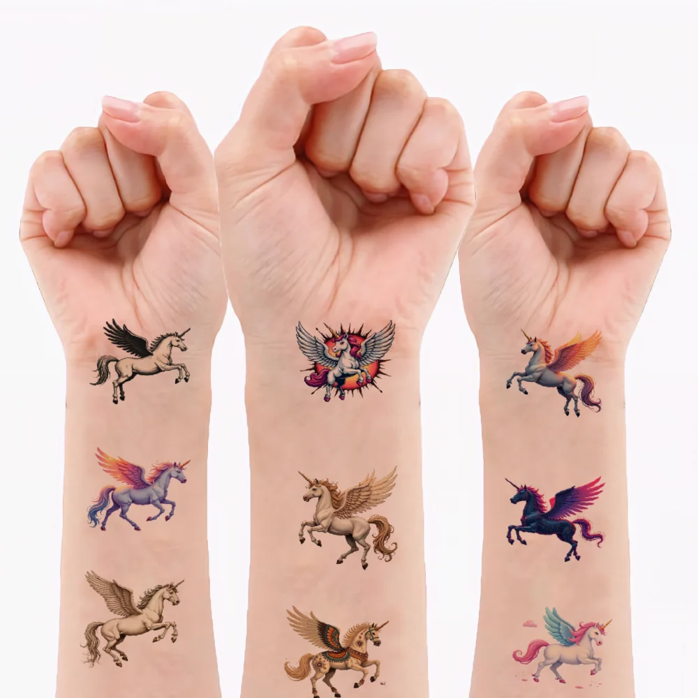 

54 шт. временные татуировки наклейки с единорогом мультфильм красочные татуировки временные татуировки наклейки для плеч мальчиков руки