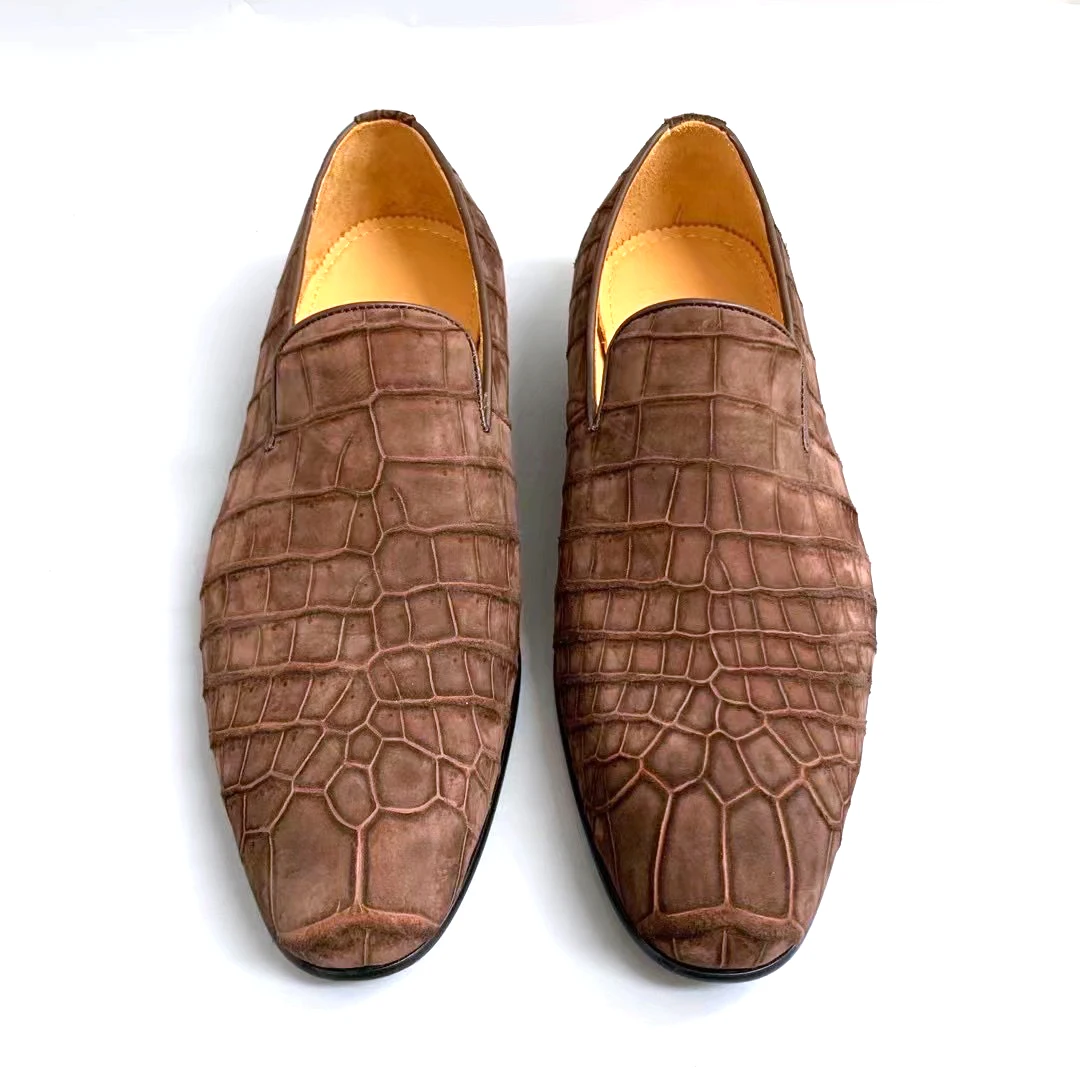 

Yingshang новые мужские модельные туфли, мужские туфли из крокодиловой кожи, официальная обувь, матовый кофейный цвет