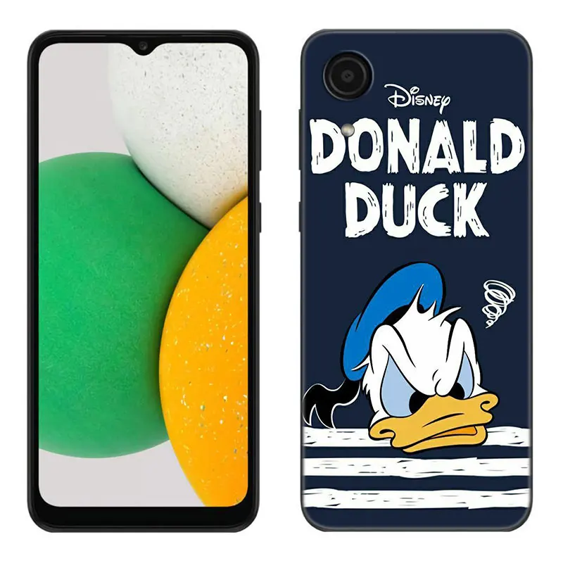 Cute D-Donald Duck Phone Case For Samsung Galaxy A01 A03 Core A04 E A02 A05 A10 A20 A21 A30 A50 S A6 A8 Plus A7 2018 Black Cover