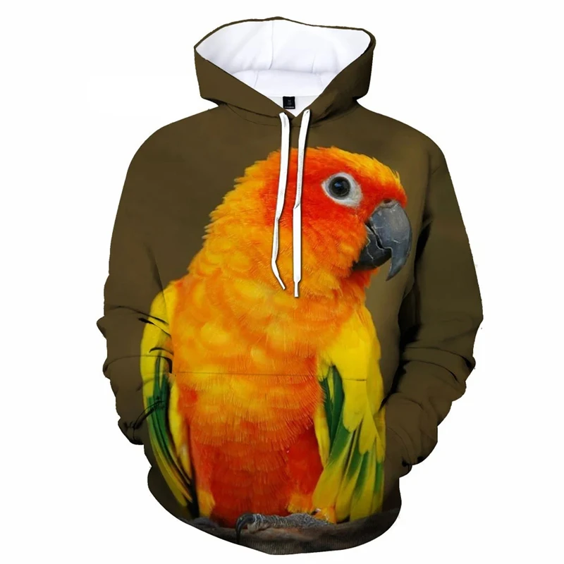 

3d printed cute bird parrot hoodies for men clothes animal Psittacidae graphic sweatshirts casual pullovers women tracksuit tops