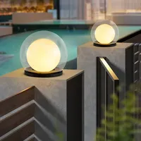 Outdoor Waterproof Solar Charging Spherical Floor Lamp Creative Home Courtyard Lighting Fixtures E27 Bedroom Bedside Lights
