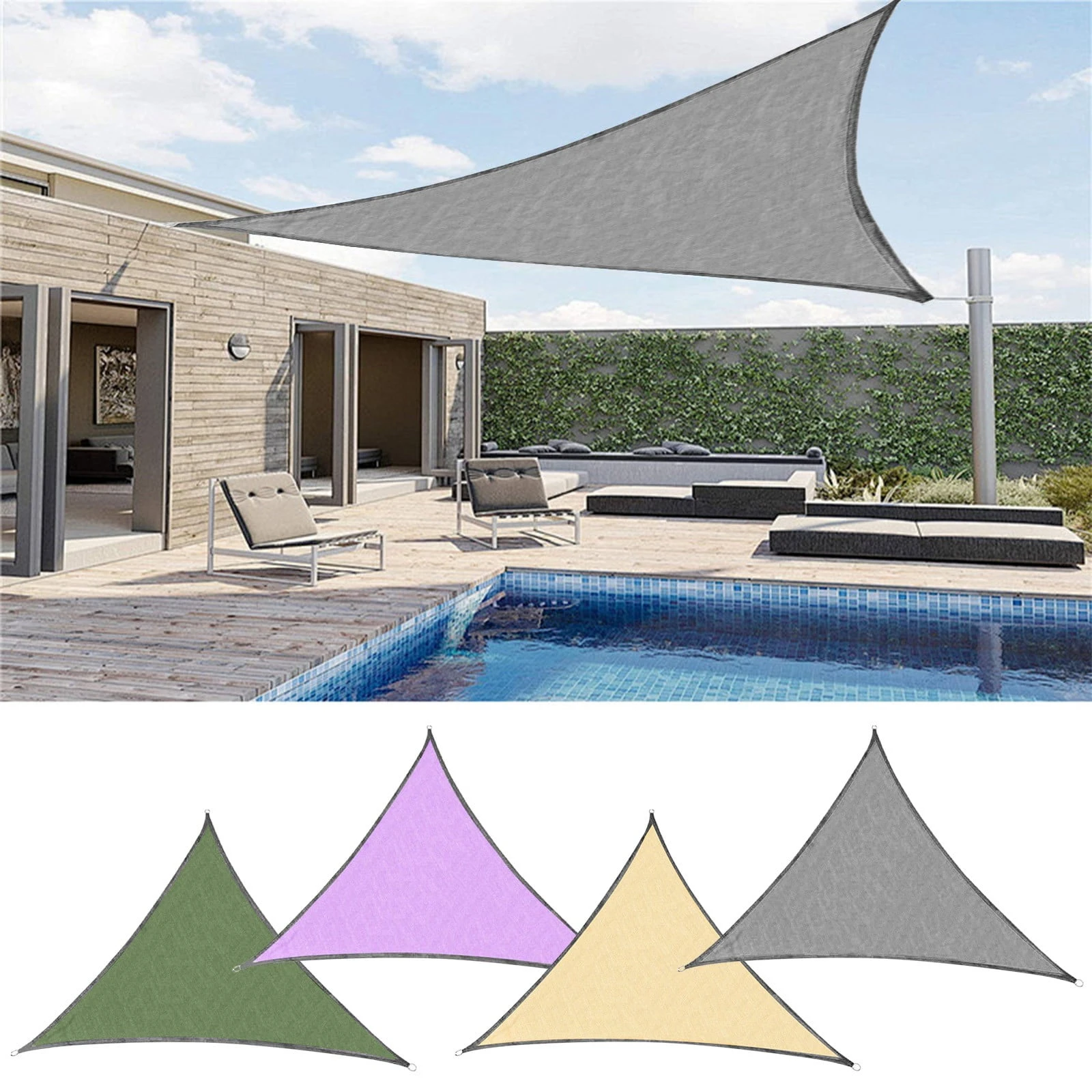 

Triangle Sun Shade Sail, Folding Waterproof Canopy Awning for Backyard Camping Outdoor Shade Cloth with Free Rope