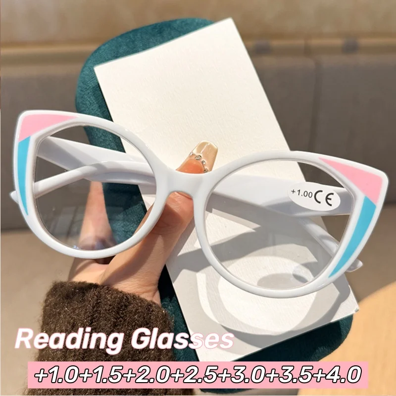 

Colour Combination Cat Eye Presbyopia Glasses Simple Senior Sense HD Anti-blue Light Reading Glasses Women's Eyepieces