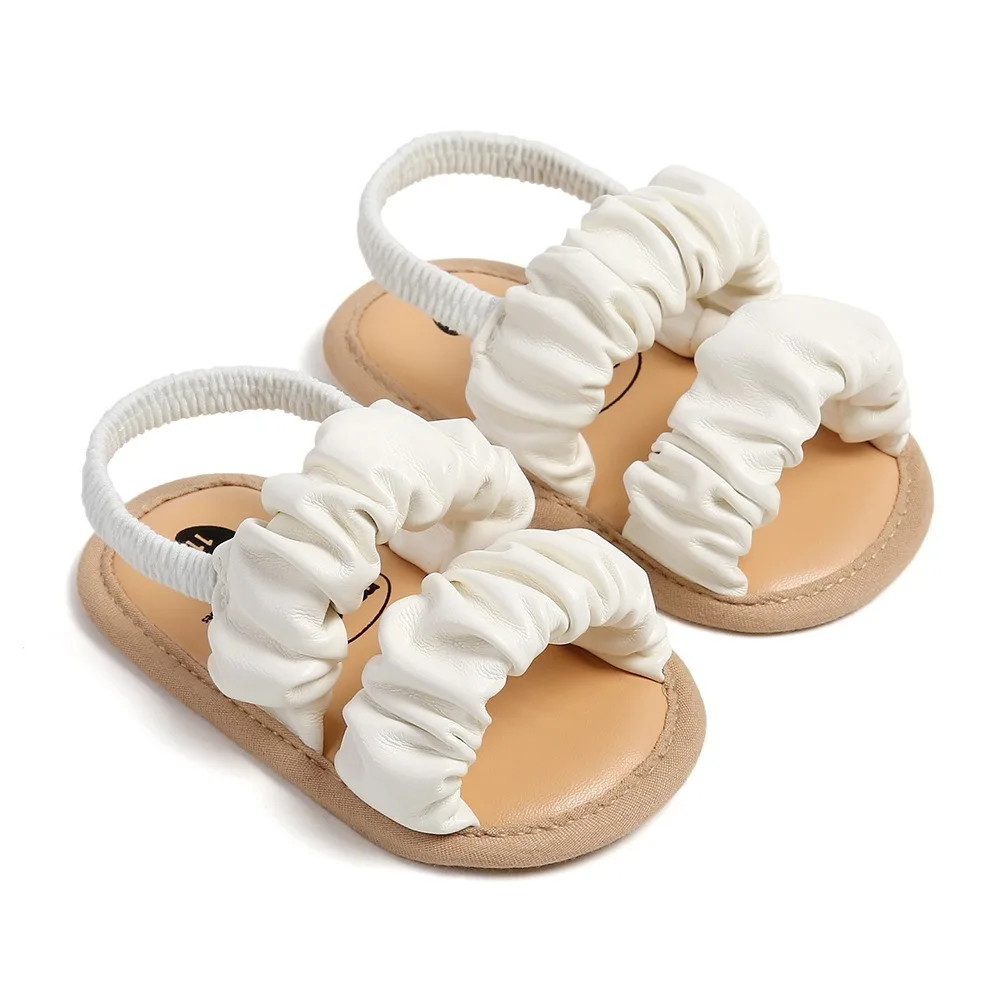 Sandalias antideslizantes para niñas recién nacidas, zapatos de suela suave y ligera con forma de nube, Punta abierta de PU, a la moda