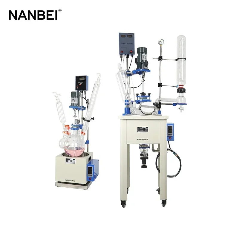 Nanbei Lab Chemical Reaction Kettle  Heated Glass Reactor 2L Jacketed Stirred Tank
