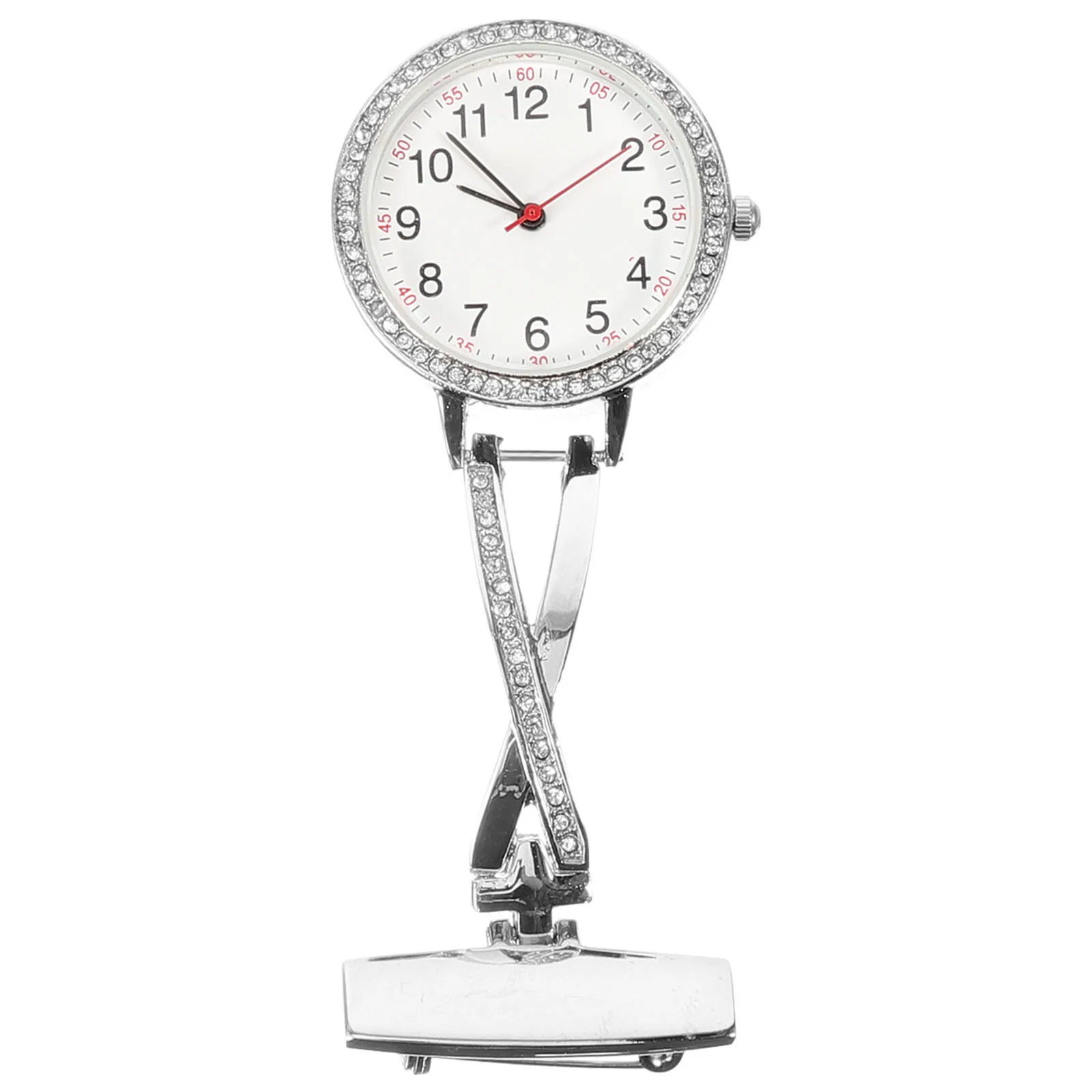 

Hanging Nurse Watch White Steel Clip Design Fashion Men Women Student Exam Fob Watches Lapel Practical Lightweight Durable