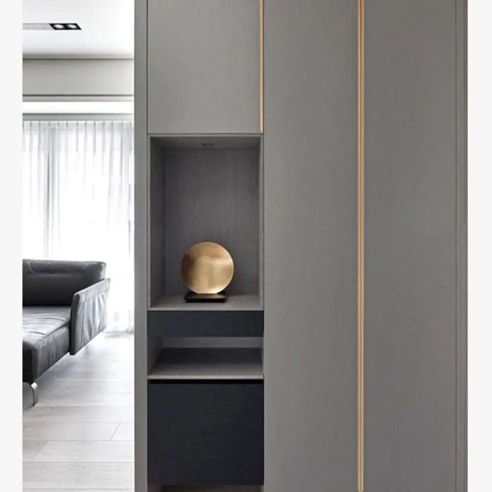 Space Aluminum Hidden Cabinet Handle Black/gold/grey Double Hole Arc Door Handle Multiple Sizes Easy To Install