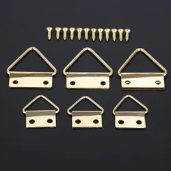 10/20sets Triangle D Ring Photo Frame Hooks Hanging Picture Oil Painting Mirror Gold 16mm-25mm w/screws Hanger Wall Holder Alloy
