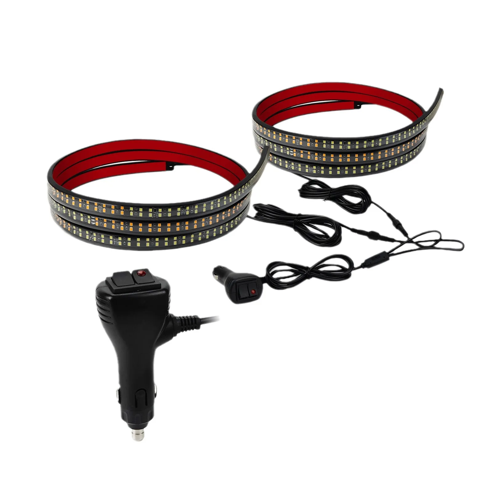 New 2PC Car Pedal 60 70 Inch 720 LED Emergency Strobe Side Step Light Strip With Amber White Flashing Warning Lights 12V For SUV