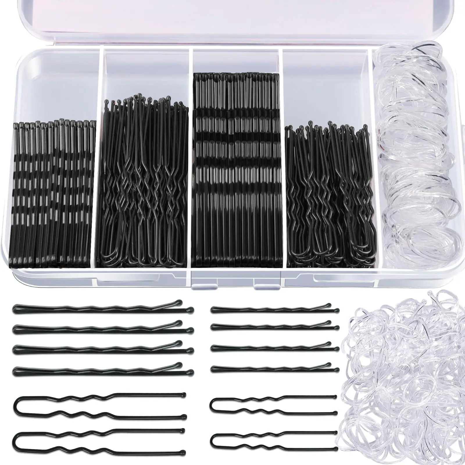 300pcs/Set Brown Plate Hair U Clip Lightweight  One Clip Boxed Metal Hair Clip Set