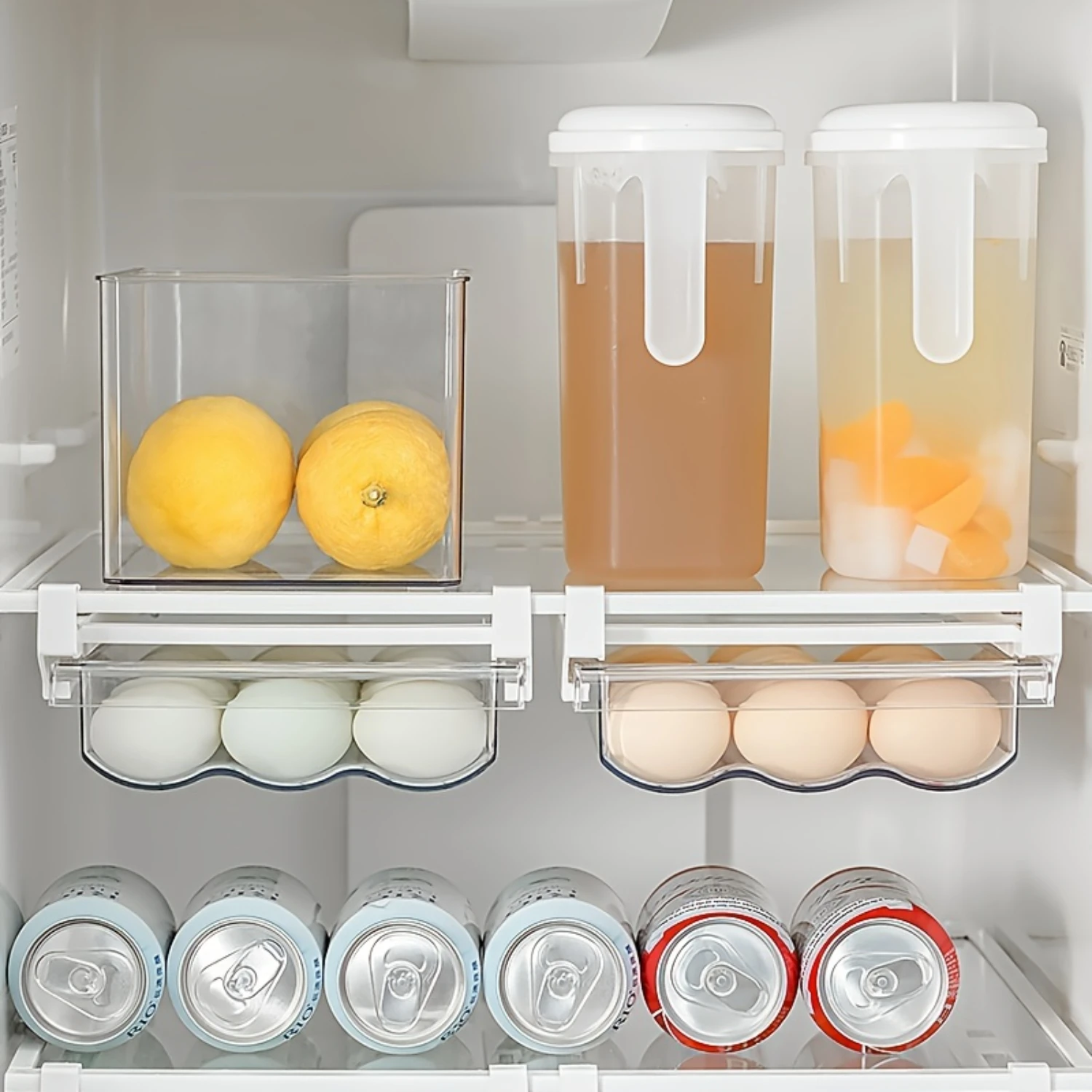 

1/2pcs Egg Tray - Space-Saving Refrigerator Organizer with Egg Holder, Food , and Utensil Functions - Perfect for Apartment ,