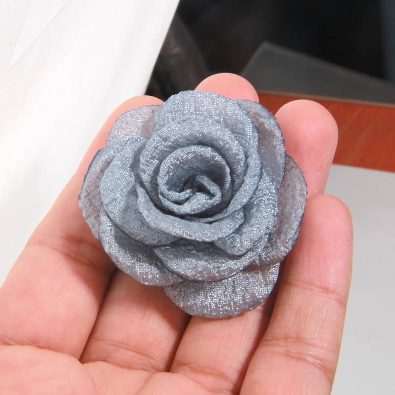 10Pcs 5cm Chiffon Rose Artificial Flowers Yarn Fabric Flowers For Headwear Dress Wedding Bouquet Decor Craft Flower Accessories